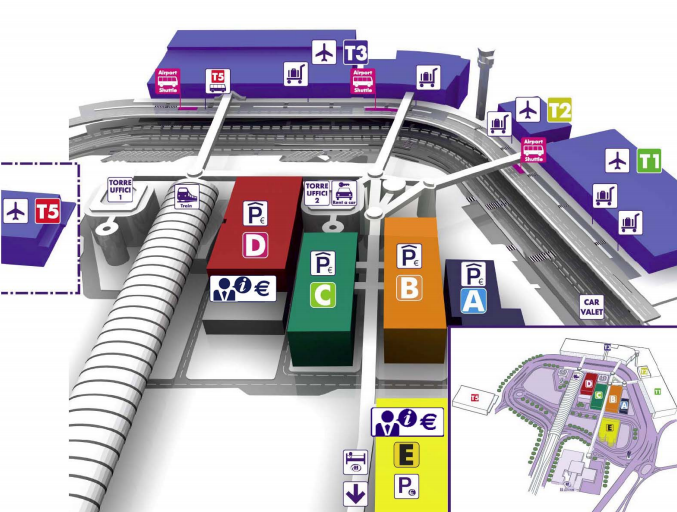 Схема аэропорта Рима. Вылет.