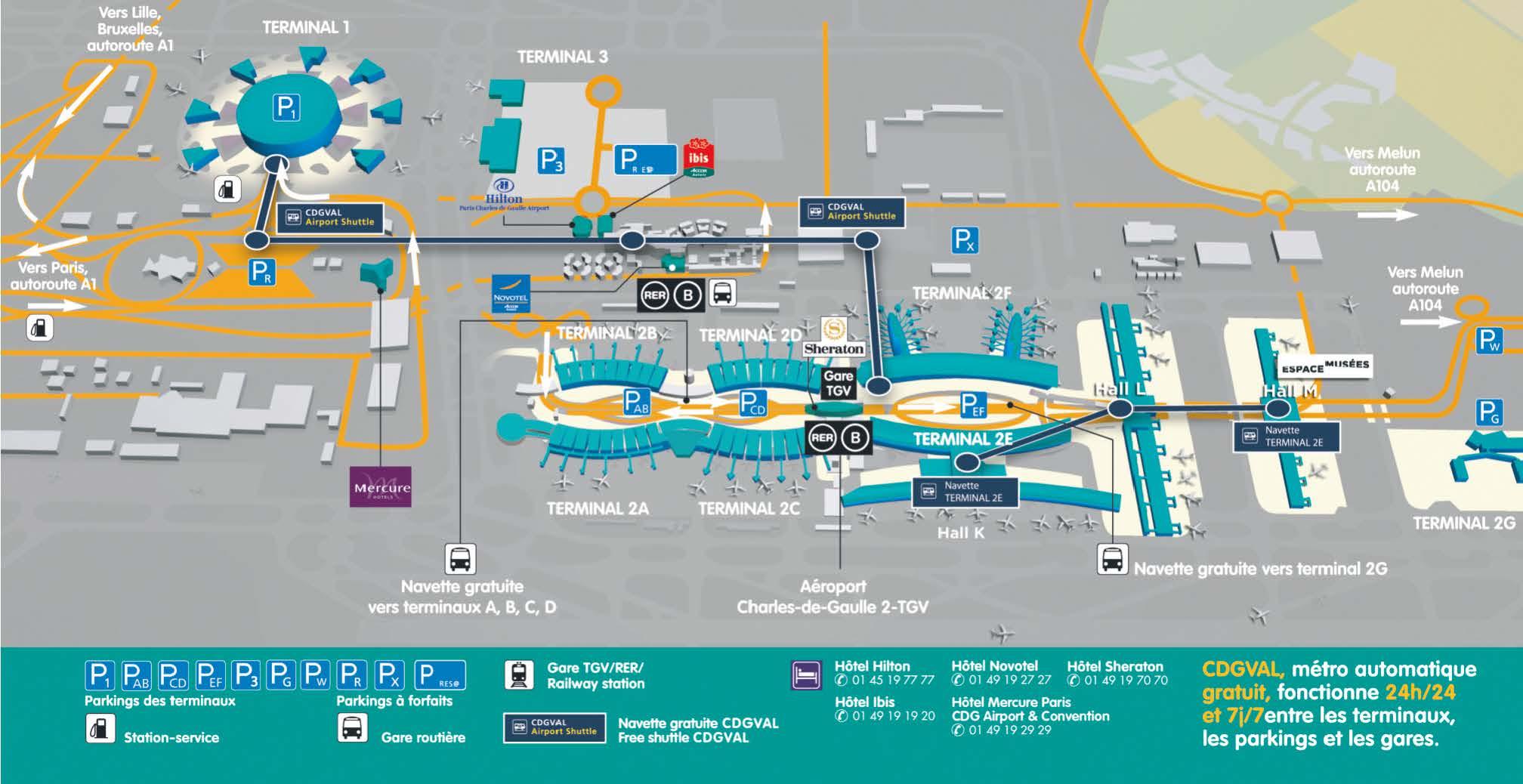 Схема аэропорта Шарль-де-Голь