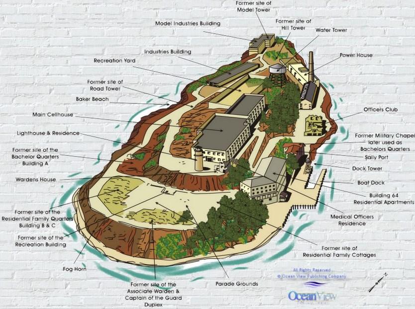 Схема острова Алькатрас