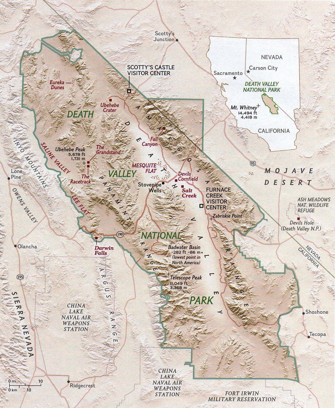 Карта Национального парка \"Долина Смерти\"