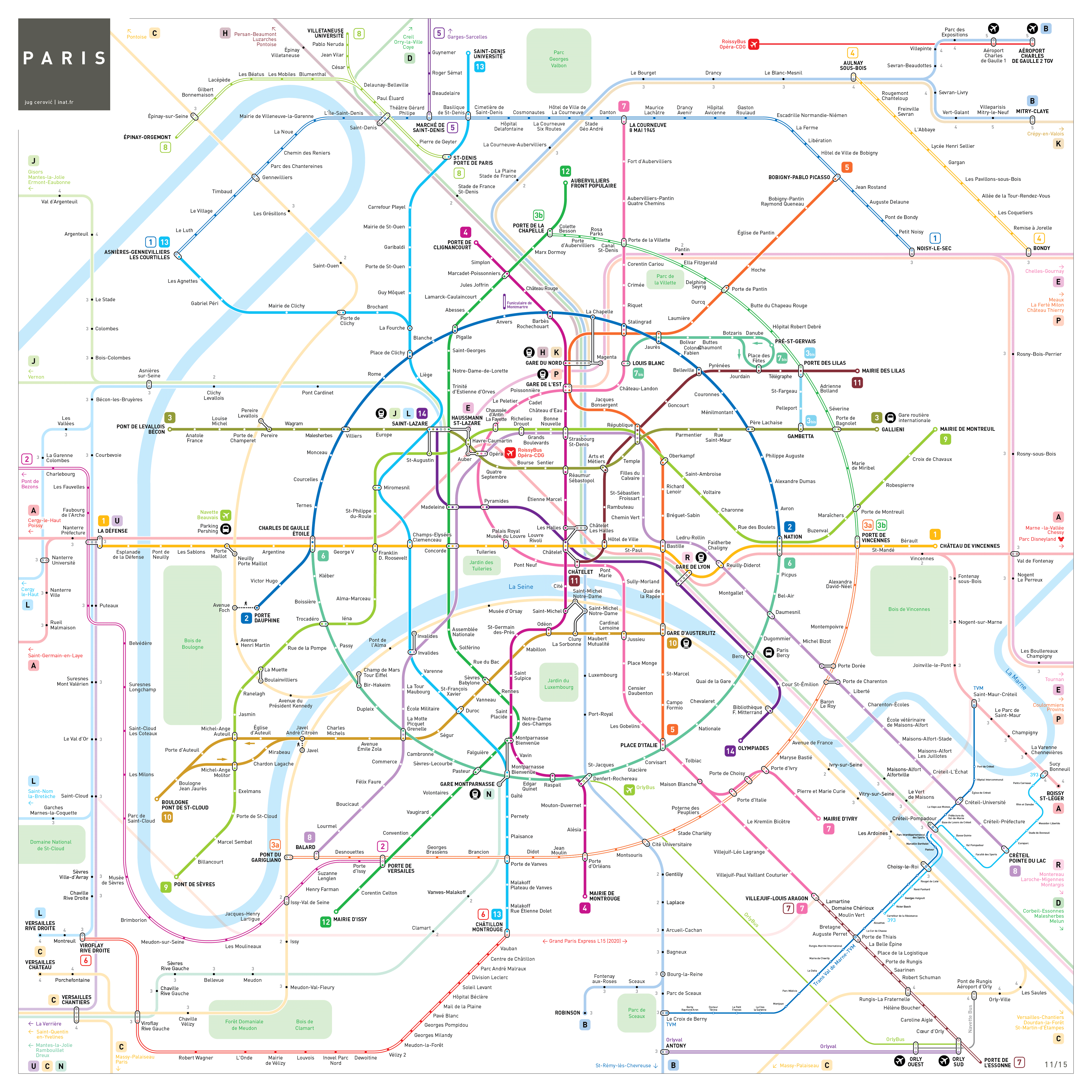 Схема метро Парижа